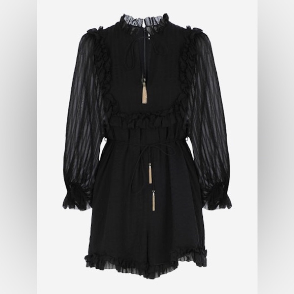 NWT Zimmerman Maples Frill Playsuit Stripe Ruffle Romper Black sz 1 Small